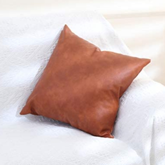 2 Modern Mudcloth Faux Leather Striped Decorative Throw Pillow Covers 18x18 - Picture 5 of 6